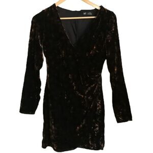 ZARA Velvet Shiny Animal Print Ruched Bodycon Sleeves Mini Dress Sz Extra-Small